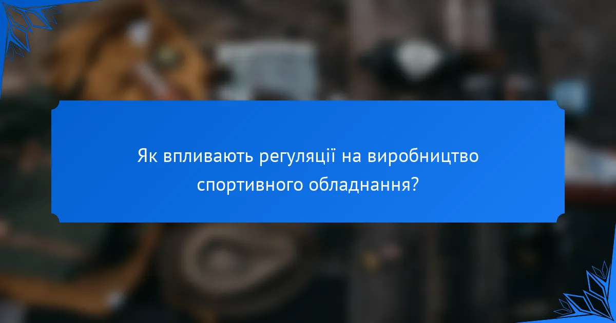 Як впливають регуляції на виробництво спортивного обладнання?